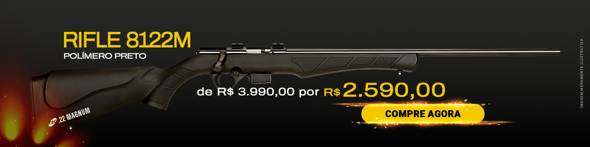 Rifle 8122M Magnum polímero preto
